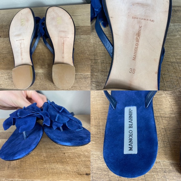 SOLD Manolo Blahnik Patricia Suede Flower Sandal - Picture 6 of 6